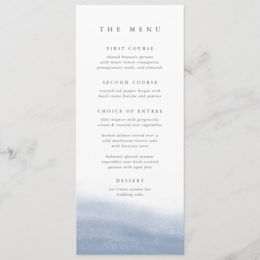 Ebb Tide Coastal Waterverf Wedding Menu (Voorkant)