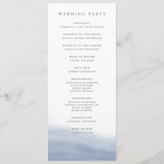 Ebb Tide Coastal Waterverf Wedding Programmakaart (Achterkant)