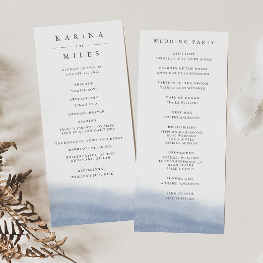 Ebb Tide Coastal Waterverf Wedding Programmakaart