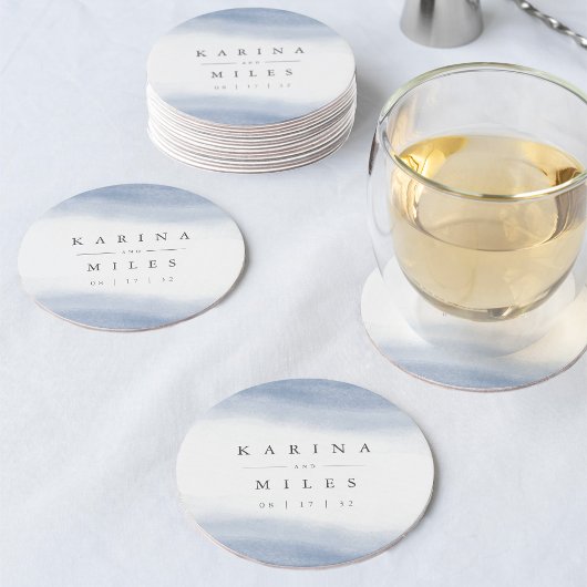 Ebb Tide Coastal Waterverf Wedding Ronde Kartonnen Onderzetter