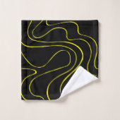 Ebbe en Vloed 2 in Zwart en Geel Bad Handdoek (Wasdoekje)