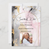 Ebbenhouten Roos en Goud Abstract Marmer Kaart (Voorkant)