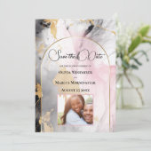 Ebbenhouten Roos en Goud Abstract Marmer Kaart (Staand voorkant)