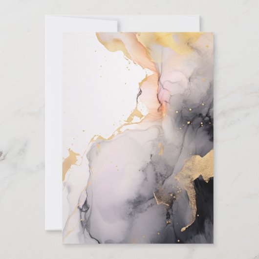 Ebbenhouten Roos en Goud Abstract Marmer Kaart (Achterkant)