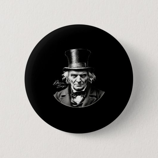 Ebeneezer Scrooge portret met handtekening  Ronde Button 5,7 Cm (Voorkant)