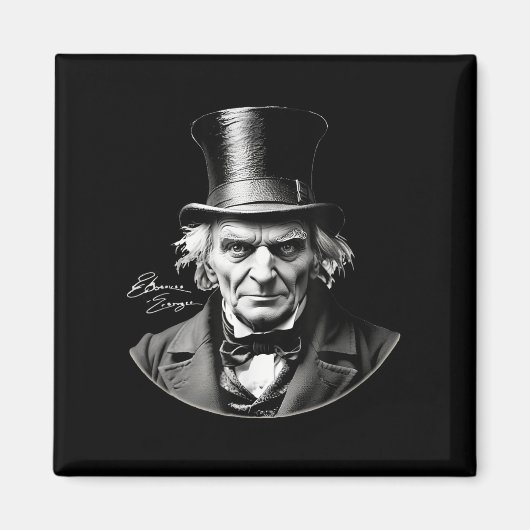 Ebeneezer Scrooge Rtrait Met Handtekening Magneet (Voorkant)