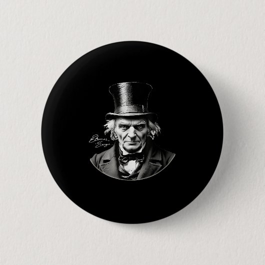 Ebeneezer Scrooge Rtrait With Signature Ronde Button 5,7 Cm (Voorkant)