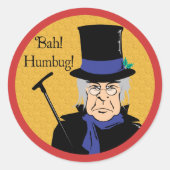 Ebenezer Scrooge Bah! Humbug! Ronde Sticker (Voorkant)