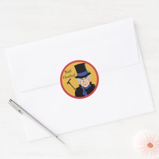 Ebenezer Scrooge Bah! Humbug! Ronde Sticker (Envelop)