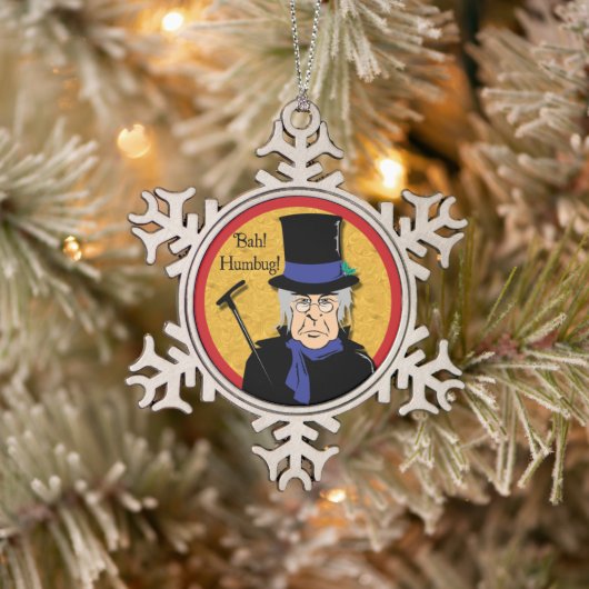 Ebenezer Scrooge Bah! Humbug! Tin Sneeuwvlok Ornament (Boom)