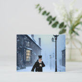 Ebenezer Scrooge Snowy Victoriaans Street Briefkaart (Staand voorkant)