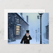 Ebenezer Scrooge Snowy Victoriaans Street Briefkaart (Voorkant / Achterkant)