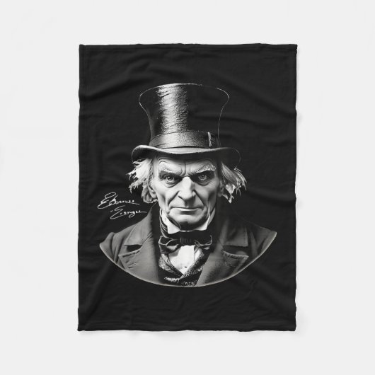 Ebenezer Scrooge Trait met handtekening Fleece Deken (Voorkant)