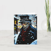 Ebenezer Scrooge Victoriaans Kerstwinter Scène Kaart (Voorkant)