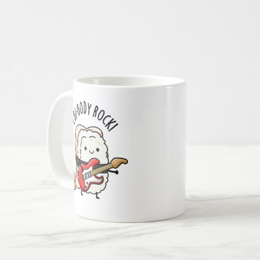 Ebi-body Rock Funny Rocker Sushi Pun Koffiemok (Voorkant links)