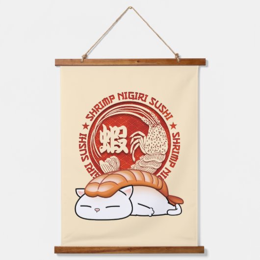 Ebi Shrimp Sushi Cat Hangend Wandkleed (Voorkant)
