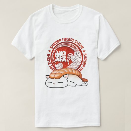 Ebi Shrimp Sushi Cat T-shirt (Design voorkant)