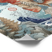 Ebisu met T-shirt in de oceaan Poster (Hoek)