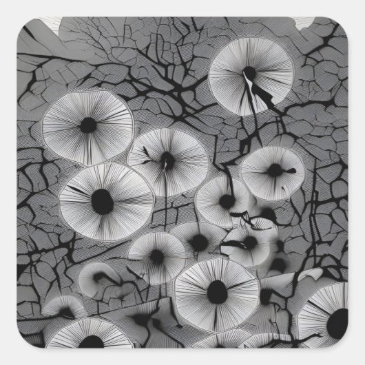 Ebon Bloom Vierkante Sticker (Voorkant)