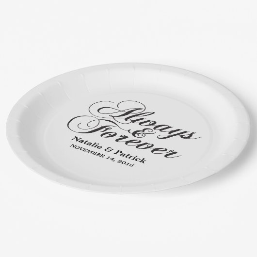 Ebony Altijd en altijd Borden voor bruiloft Papieren Bordje (Gekanteld)