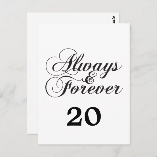 Ebony Altijd en altijd tabelnummer Briefkaart (Voorkant / Achterkant)