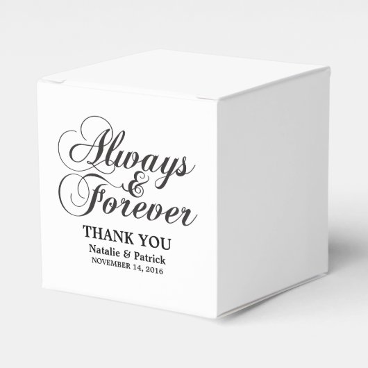 Ebony Always & Forever Wedding Favor Boxes Bedankdoosjes (Voorkant Zijde)