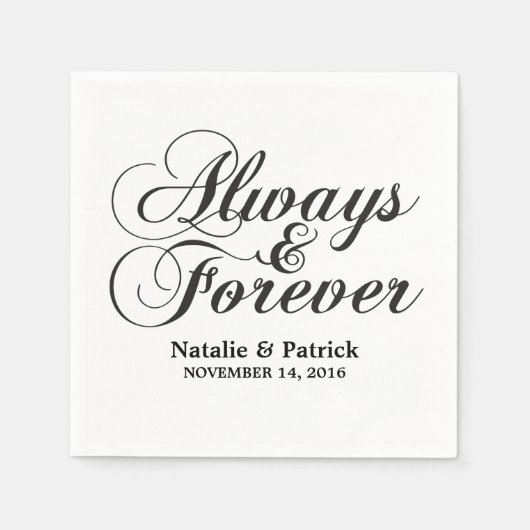 Ebony Always & Forever Wedding Paper Napkins Servet (Voorkant)