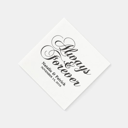 Ebony Always & Forever Wedding Paper Napkins Servet (Hoek)