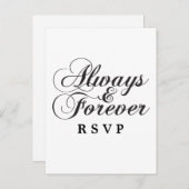 Ebony Always & Forever Wedding RSVP-Briefkaart Uitnodiging Briefkaart (Voorkant / Achterkant)