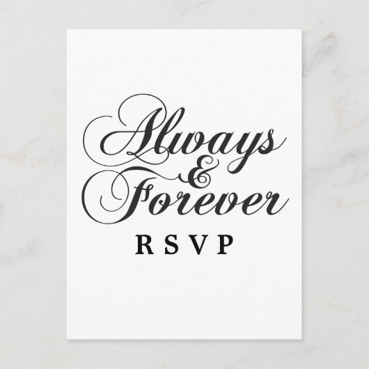 Ebony Always & Forever Wedding RSVP-Briefkaart Uitnodiging Briefkaart (Voorkant)