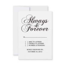 Ebony Always & Forever Wedding RSVP-Kaart