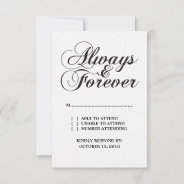 Ebony Always & Forever Wedding RSVP-Kaart RSVP Kaartje