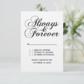 Ebony Always & Forever Wedding RSVP-Kaart RSVP Kaartje (Staand voorkant)