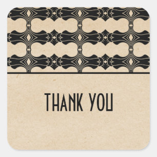 Ebony Art Deco Border Dank u Stickers