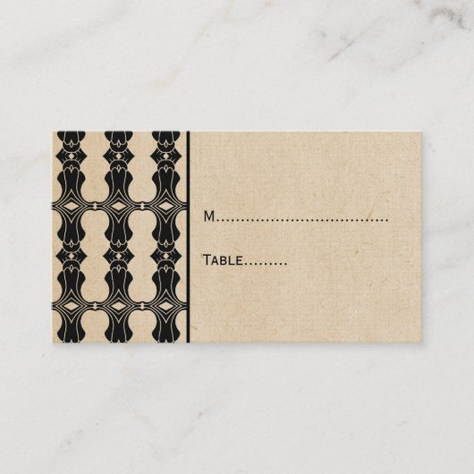 Ebony Art Deco Border Place Card Plaatskaartje (Voorkant)