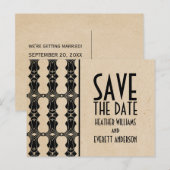 Ebony Art Deco Border Save the Date Briefkaart (Voorkant / Achterkant)