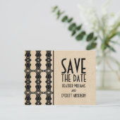 Ebony Art Deco Border Save the Date Briefkaart (Staand voorkant)