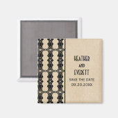 Ebony Art Deco Border Save the Date Magnet (Voorkant / Achterkant)