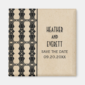 Ebony Art Deco Border Save the Date Magnet