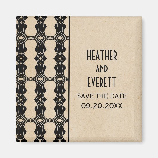Ebony Art Deco Border Save the Date Magnet (Voorkant)