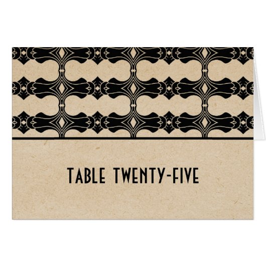 Ebony Art Deco Border Table Number Kaart (Voorkant Horizontaal)