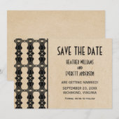 Ebony Art Deco Rand Save the Date Uitnodiging (Voorkant / Achterkant)