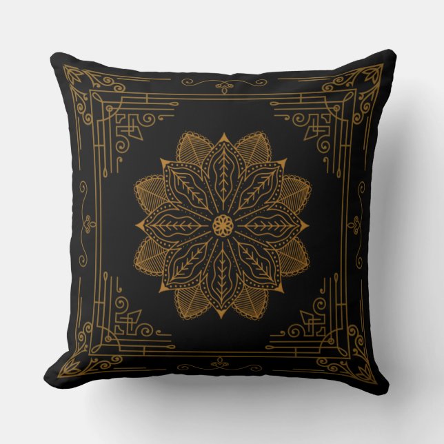 "Ebony" Art Nouveau Kussen (Voorkant)