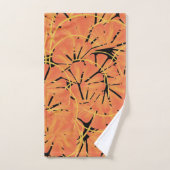 Ebony Black en Citrus Oranje Tropical Art Design Bad Handdoek (Handdoek)