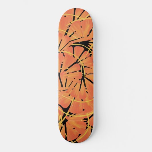 Ebony Black en Citrus Oranje Tropical Art Design Persoonlijk Skateboard (Voorkant)