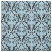 Ebony Blue Parisian Damask Pattern Fabric Stof (Swatch)