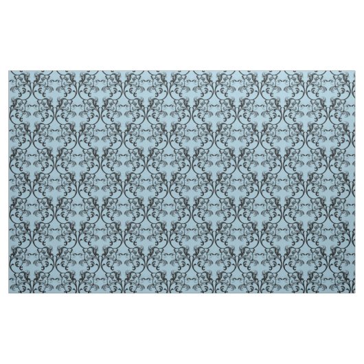 Ebony Blue Parisian Damask Pattern Fabric Stof (Fat Quarter)