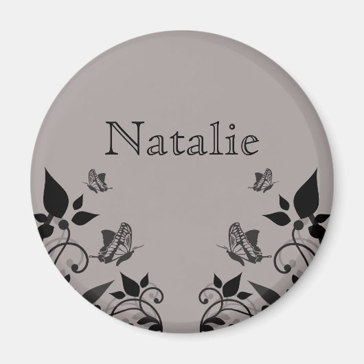 Ebony Butterfly Floral Magnet (Voorkant)