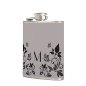 Ebony Butterfly Floral Monogram Flask Heupfles (Links)