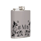 Ebony Butterfly Floral Monogram Flask Heupfles (Rechts)